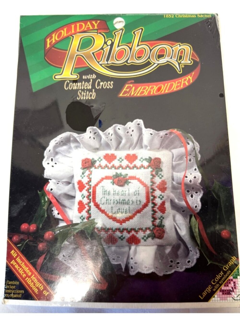 Holiday Ribbon Counted Cross Stitch Kit "Heart Of Christmas Is Love"
